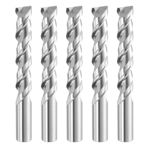 Image of sourcing map 5pcs Spiral Router Bit 6mm Cut Dia 2 Flutes Up Cut End Mill Bits Milling Cutter for Wood Carving Engraving (6mm Shank 32mm Cut Length 50mm Long 45 Degree Helix HRC49-51)