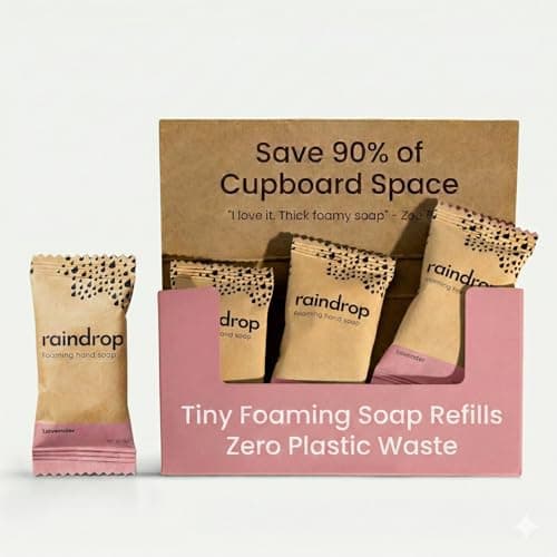 Image of Raindrop Sustainable Hand Soap Refills, 4x Plastic-Free Foaming Hand Soap Refills (Lavender)