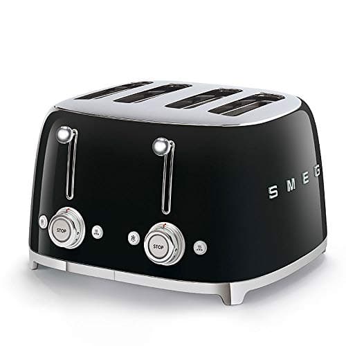 Image of Smeg TSF03BLUK 4 Slice Toaster, Extra Wide Slots, 3 pre set programmes, Black