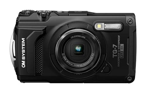 Image of OM SYSTEM Tough TG-7 Black Digital Camera, 12MP, Waterproof, Shockproof, Underwater and Macro Shooting Modes, high speed image sensor, 4K Video, 4x-wide-angle zoom (successor Olympus TG-6)