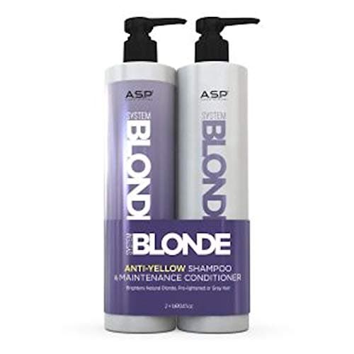 Image of ASP Luxury Haircare System Blonde Anti Yellow Shampoo and Conditioner 1 litre Set