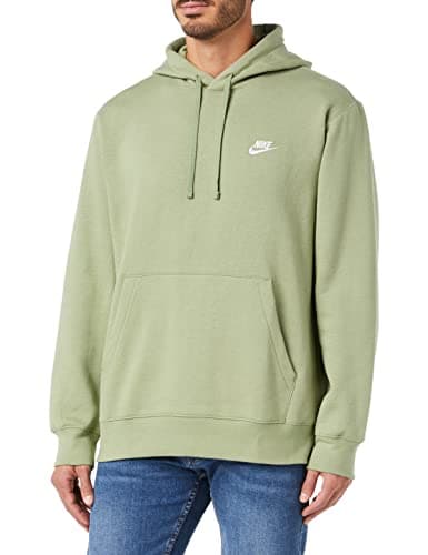 Image of NIKE Men's NSW Club Hoodie Po Bb T-Shirt, Oil Green/Oil Green/White, S