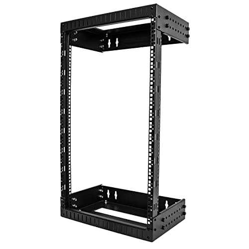 Image of StarTech.com 2-Post 18U Heavy-Duty Wall Mount Network Rack, 19" Open Frame Server Rack with Adjustable Depth, Wall Mount Data Rack for IT / AV / Patch Panel / Computer Equipment (RACK-18U-20-WALL-OA)