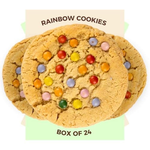 Image of Coffee Masters Rainbow Cookies - 1 x 24 Pack Individually Wrapped Biscuit Perfect Cookie Snack for Family - Light, Crunchy Box of Biscuits with Colourful Milk Chocolate Beans Ideal for Any Occasion