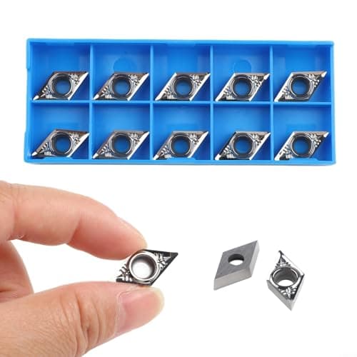 Image of UrbanHui Indexable Carbide Insert DCGT11T304-AK H01 10 Pieces for Aluminum, DCMT DCGT Compatible, Tight Tolerance Industrial Turning Tool