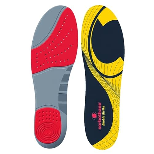 Image of Double Strike Insoles Men & Women – Shock Absorbing Inserts for Plantar Fasciitis, Arch Support & Heel Relief – Antibacterial Shoe Inserts for Walking, Running, Work Boots, Sizes 3 - 12.5 UK