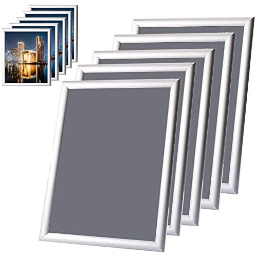 Image of Snap Poster frame, 5x A4 Waterproof Aluminium Silver Snap Picture Photo Holder for Home and Office