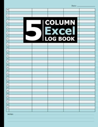 Image of 5 Column Excel Log Book; 5 Column Excel Notebook, Customizable Log Book 5 Column, 5 column ledger book, Five Column Notebook, Columnar Pad, ... Blank Spreadsheet Notebook: Vol_1