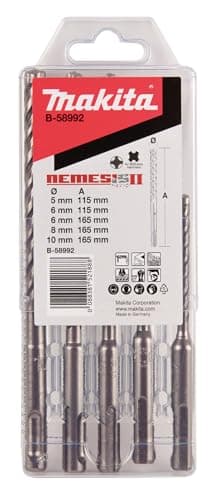 Image of Makita B-58992 NEMESIS2 SDS-PLUS Hammer Drill Bit Set 5-Piece Ideal for Concrete, Reinforced Concrete, Masonry