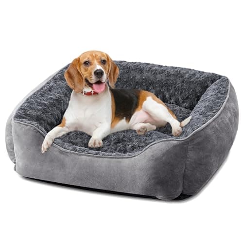 Image of JOEJOY Dog Bed Medium - Washable Rectangle Dog Beds, Anti-Anxiety, Soft Plush Non-Slip Bottom Pet Bed - Small | Medium | Large Size Mattress Mat, Grey