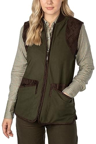 Image of Ladies Shooting Waistcoat Women's Hunting Gilet Waterproof Beating Gilets Green (as8, numeric, numeric_10, regular, regular, Dark Olive)