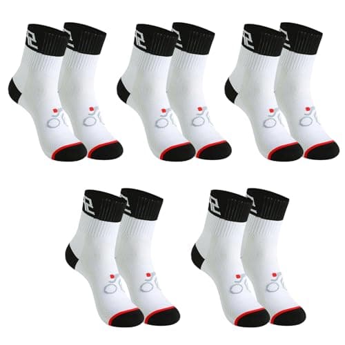 Image of Gkhlg 5 Pairs Men’s Sports Socks Moisture Wicking Anti Odor Cycling Socks for Athletes Running Hiking Cycling Multi-Purpose Use Soft Top Socks for Men UK sizes 7-12 (5, White)