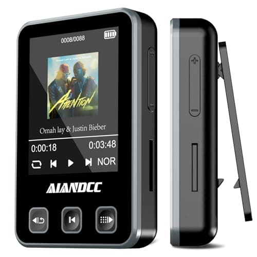 Image of Mp3 Players with Bluetooth 5.3, 32GB Mp3 Player With Sports Clip and Armband, 1.77-inch TFT Color Screen, HiFi Sound Music Player, Earphones Included, TF Card Can be Inserted, Black