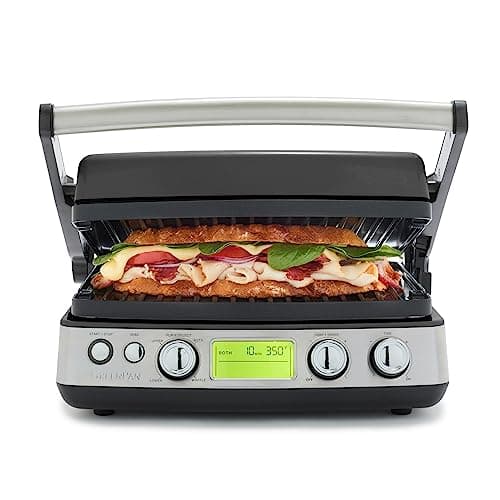 Image of GreenPan Elite 6-in-1 Multi-Function Contact Grill & Griddle, PFAS-Free Healthy Ceramic Non-Stick, Dishwasher Safe Grill Plates, Adjustable Temp, Compact, Closed Press/Open Flat Surface, Black