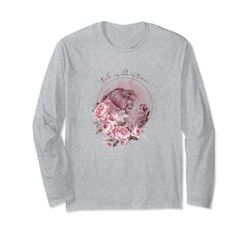 Image of Disney Beauty And The Beast Belle & Beast Rose Circle Tale Long Sleeve T-Shirt