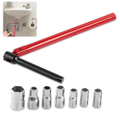 Image of XPJBKC Tap Spanner, Tap Installation Tool with 7 Pcs 8-17mm Nut Kit, Box Spanner Sets for Taps, Adjustable Tap Spanner Set Faucet Bathroom Back Nut Kit for Home Bath Kitchen Sink