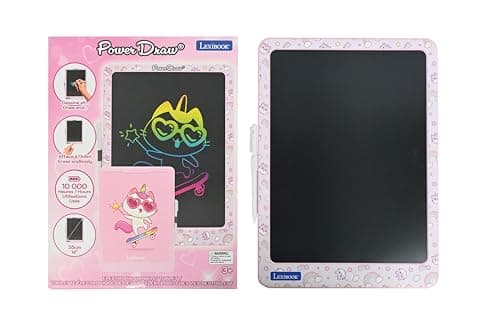 Image of LEXIBOOK, Power Draw®, Electronic drawing slate with stylus included, Large 14’ E-Ink LCD screen, Infinite erasing, 10,000-hour battery life, Pink, CRT14G