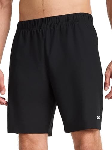Image of Reebok Apparel Men's Jumpstart 8” Short, Standard Fit, Lightweight Poly Fabric, Black, Medium