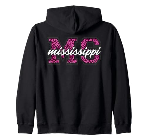 Image of Vintage Mississippi Game-Day Leopard Print Fan Art Zip Hoodie