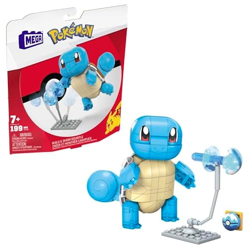 Image of MEGA Pokémon Building Toys Set Build & Show Squirtle with 199 Pieces, Articulated and Poseable, 4 Inches Tall, for Kids, GYH00