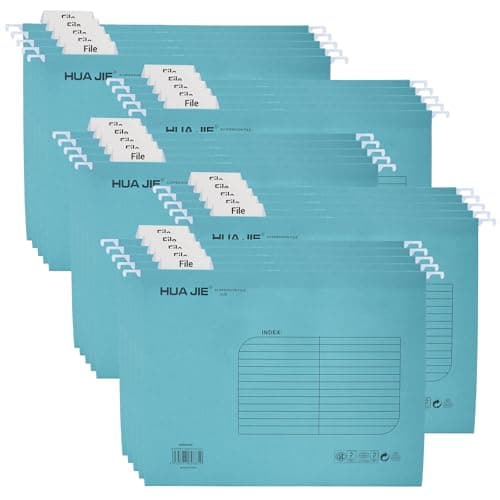 Image of Hiziwimi Fc (Foolscap) Size Blue Reinforced Paper Suspension Files, [Pack of 25], Hanging Files Foolscap with Tabs and Inserts, Filing Cabinet Suspension File for Office, School Desktop File Storage