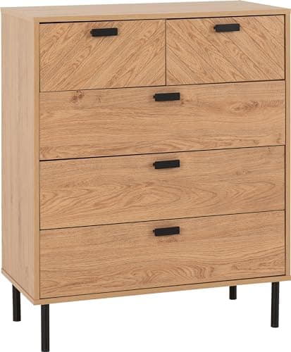 Image of Seconique Leon 3+2 Drawer Chest in Medium Oak Effect