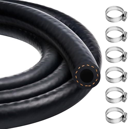 Image of Hanibos 8mm Fuel Hose, 5/16 Inch ID Fuel Line Set 1 Meter Fuel Pipe with 6 Pcs Hose Clamps for Trucks, Cars, Tractors and Small Engines