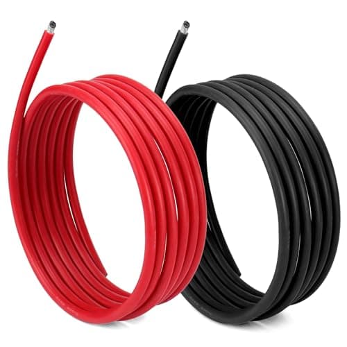 Image of QWORK® 8 AWG 8,3mm² Silicone Wire, 2.5m Black and 2.5m Red, 1650 Strands Tinned Copper Electrical Cable Flexible Battery Cable