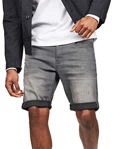 Image of G-STAR 3301 Slim Denim Shorts Shorts Men's , Blue (Lt Aged Destroy D10481-6132-1243) , 32W