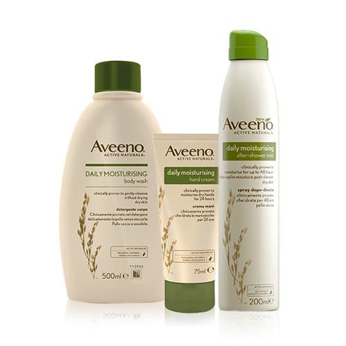 Image of Aveeno After Shower Mist Spray, Body Wash & Daily Moisturising Hand Cream Trio Set