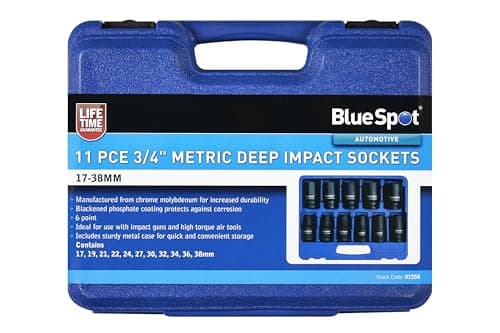 Image of Blue Spot Tools 11 PCE 3/4" Metric Deep Impact Sockets (17-38mm)