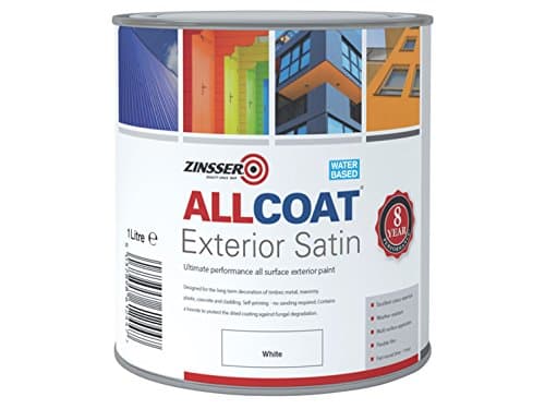 Image of Zinsser Allcoat Exterior Water Based Paint Satin White - 1 Litre