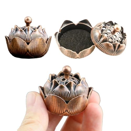 Image of 3 Pcs Classial Incense Cone Holder & Burner - Antique Copper Alloy Hand Carved Burner for Incense Cones and Sticks, Home Office Yoga Meditation Decor, Zen Gift for Relaxation