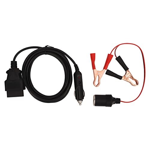 Image of OBD II Vehicle ECU Emergency Power Supply Cable Memory Saver with Alligator Clip-On 12V Car Battery Cigarette Lighter Power Socket Extension Cable Universal