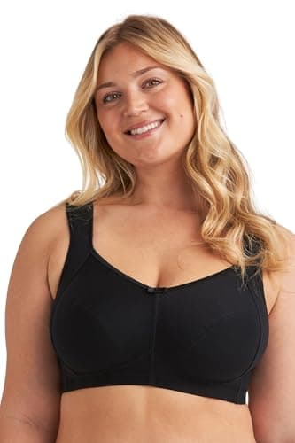Image of Miss Mary of Sweden Cotton Divide Non-Wired Bra for Women — Stops Under-Bust Sweat & Irritation, Breathable Cotton with Separating Cup Design, Plus Size Black