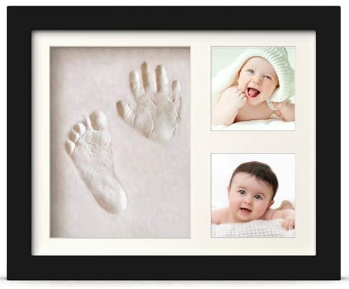 Image of PewinGo Baby Footprint & Handprint Clay Kit, Baby Photo Frame Kit for Newborn Baby, Baby Shower Gifts,Baby Registry, New Parents Gift, Perfect Baby Memory and Nursery Room Decoration-BLACK