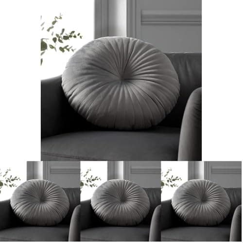 Image of Catherine Lansfield Living Round Cushion 40x40cm Cushion Grey (Pack of 4)