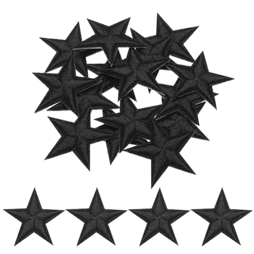 Image of sourcing map Small 5Star Iron on Patches Embroidered Sew Patches Appliques Garment Embellishments for Clothing Repair Backpack Shoes Decoration 2.9x2.9cm/1.14x1.14 Pack of 15 (Black)