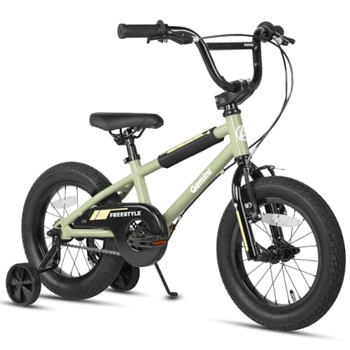 Image of AVASTA 16 Inch Little Kids Bike for Over 4 Years Old Boys Girls Youth BMX Style Bicycle with Bell & Stabilisers & Kickstand, Army Green