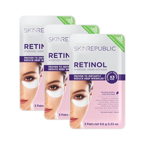 Image of Skin Republic Retinol Infused Hydrogel Under Eye Patch | Reduces Deep Wrinkles & Undereye Lines | Reduces Dark Circles | Made in Korea| Pack of 3 (9 Pairs Eye Patches)