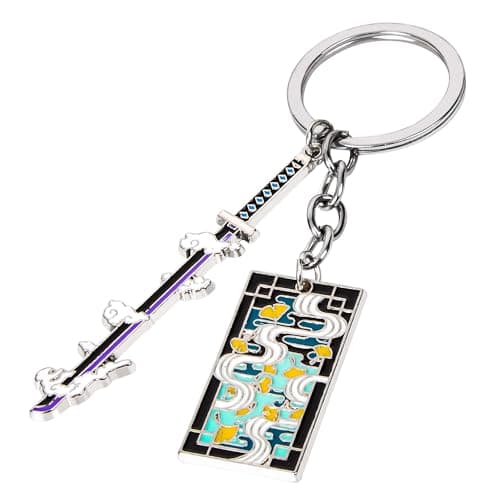 Image of Weeb Keychains Demon Slayer Keychain Set - Tanjiro, Nezuko, Sanemi, Rengoku, Inosuke, Zenitsu, Shinobu & Giyu Anime Keychains & Sword Charms | Demon Slayer Merch Gifts | Muichiro Tokito Keychain