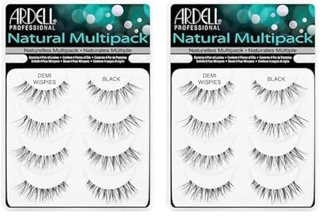 Image of Ardell Demi Wispies False Eyelashes Black, Eye Make-Up Enhancement, Full Volume Strip Lashes - 4 pairs, 2 Pack