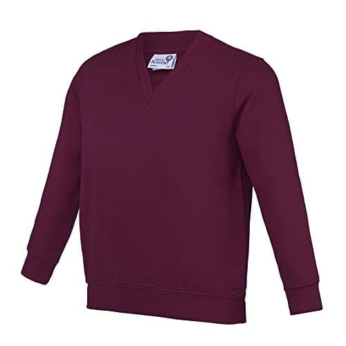 Image of Awdis Academy Childrens/Kids Junior V Neck School Jumper/Sweatshirt (11-12 Years) (Burgundy)