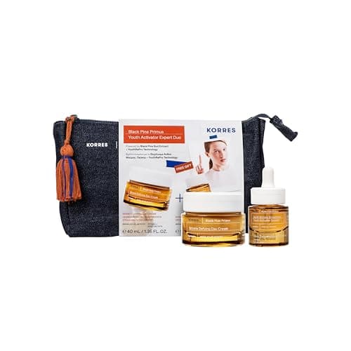 Image of KORRES Black Pine Primus Youth Activator Expert Duo, Anti-Ageing Value Set of Day Cream 40 ml and Booster 15 ml for More Elasticity and a Reduced Appearance of Wrinkles, Vegan