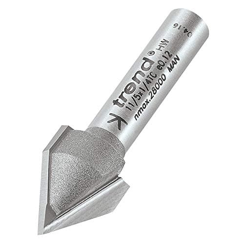 Image of Trend Professional Chamfer V Groove Router Cutter, 1/4 Inch Shank, 60 Degrees Angle, 12.7mm Diameter & 10.3mm Cut Length, TCT, 11/5X1/4TC