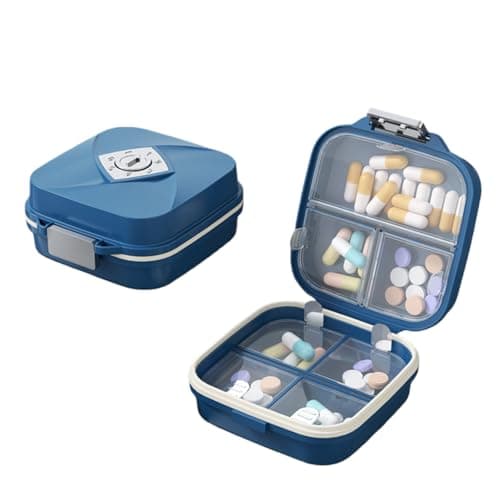Image of Travel Pill Organiser, 7-Compartment Weekly Pill Box with Dosage Timer - Leak-Proof Moisture-Proof Portable Tablet & Vitamin Case, BPA-Free Pill Holder for Daily Supplements&Medication (Blue, Small)