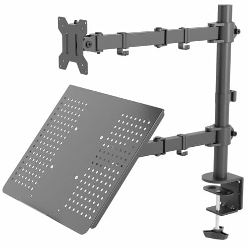 Image of VIVO Black Fully Adjustable 13 to 32 inch Single Computer Monitor and Laptop Desk Mount Combo, Stand with Grommet Option, Fits up to 17 inch Laptops (STAND-V002C)