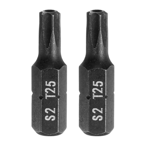 Image of sourcing map 2pcs T25 Torx Screwdriver Bit 1/4" Hex Shank 25mm/1" Length S2 Steel Star 6 Point Head Hex Security Screw Driver Bits with Hole for Impact Electric Screw Driver Power Tools, Black