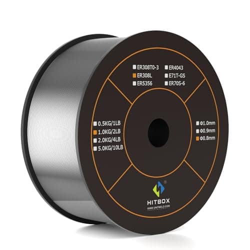 Image of HITBOX ER308L Stainless Steel MIG Welding Wire 0.8mm 1kg Spool Solid Wire Gas Shielded (Ar+CO₂) for MIG Welding