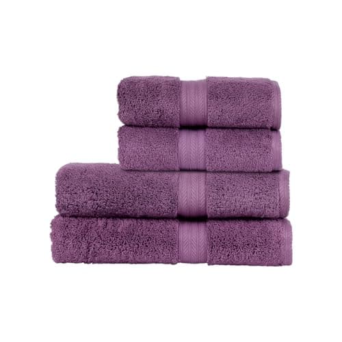 Image of Christy Renaissance 4 Piece Towel Set | Berry Purple | 100% Egyptian Cotton Pile | Luxuriously Soft and Super Absorbent | 675 GSM | 2 Bath Towels 2 Hand Towels